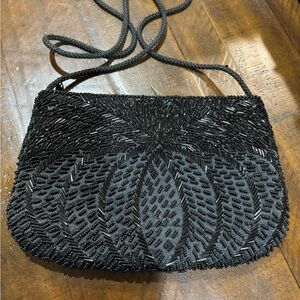 Elegant Vintage Black Beaded Women's Bag